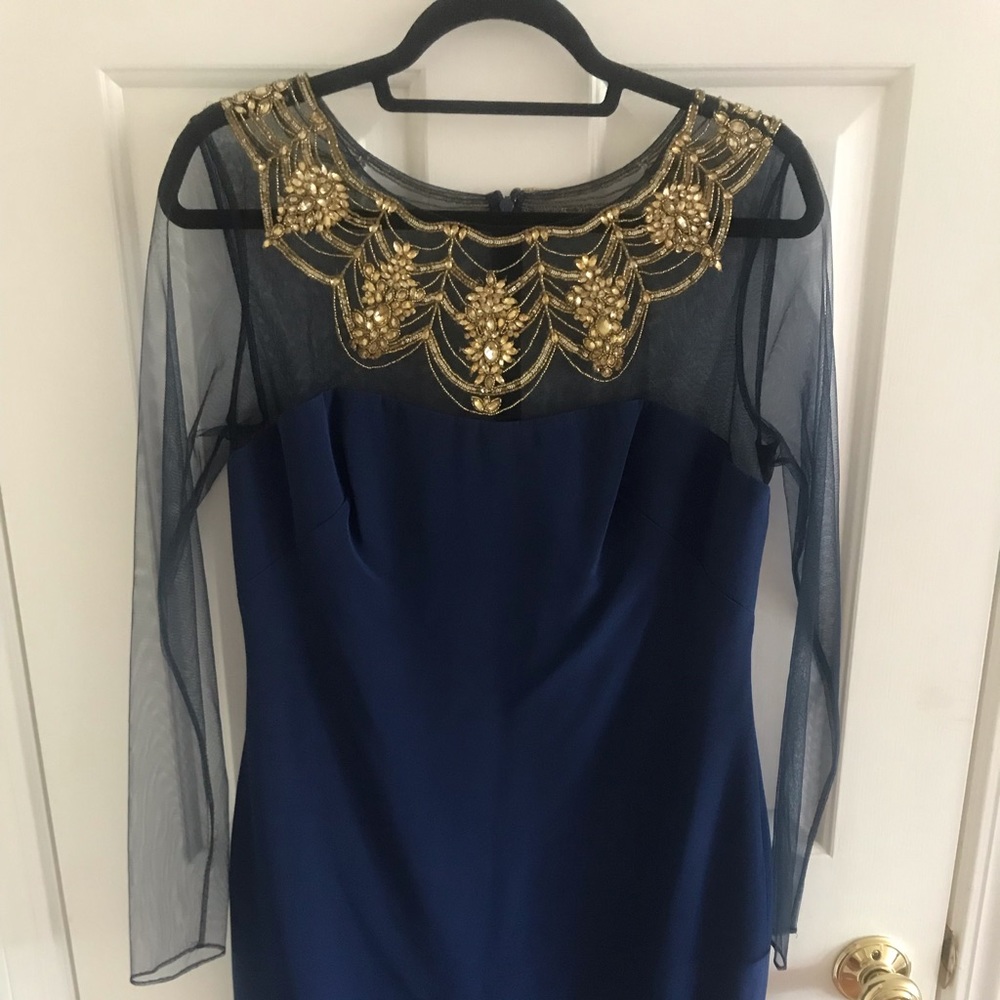 Marchesa Notte navy blue cocktail dress